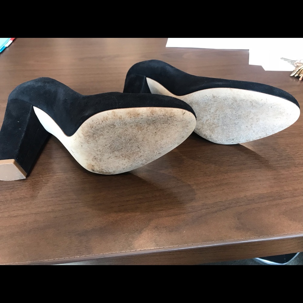 J. Crew women’s black block heel pumps.